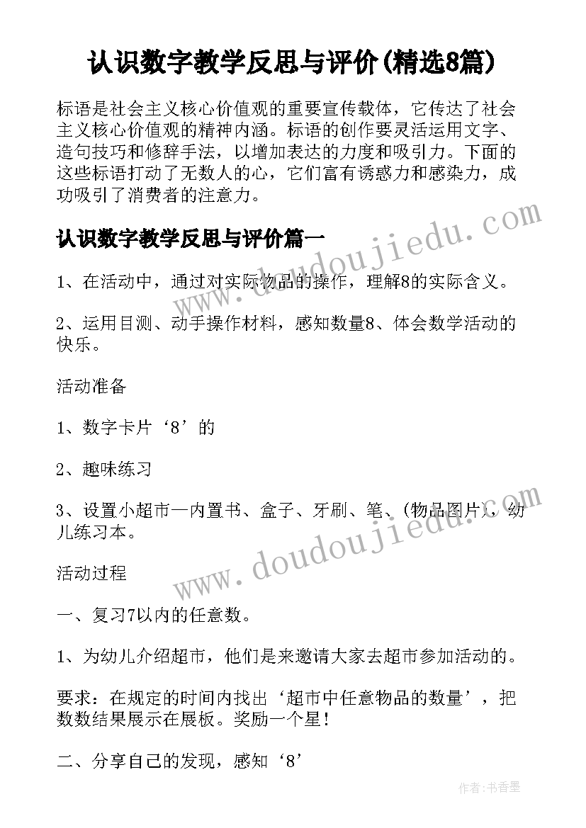 认识数字教学反思与评价(精选8篇)