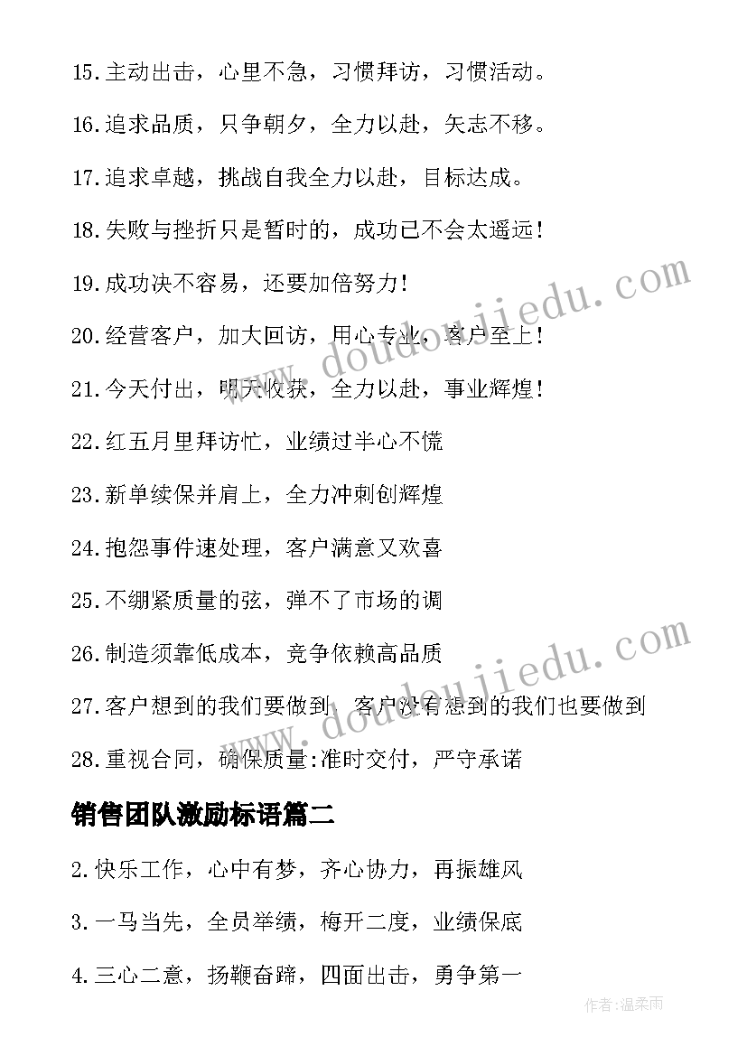 销售团队激励标语(优秀11篇)