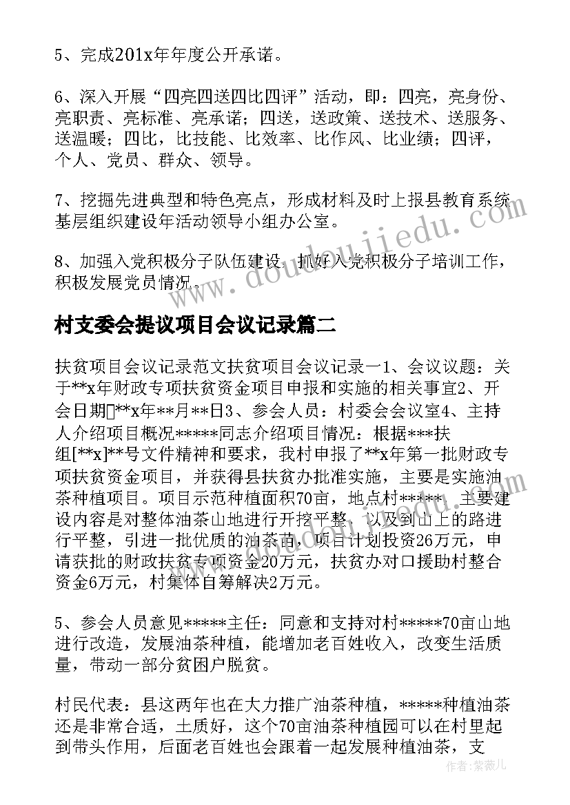 村支委会提议项目会议记录 项目会议记录项目会议记录(大全8篇)