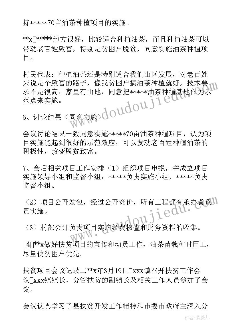 村支委会提议项目会议记录 项目会议记录项目会议记录(大全8篇)