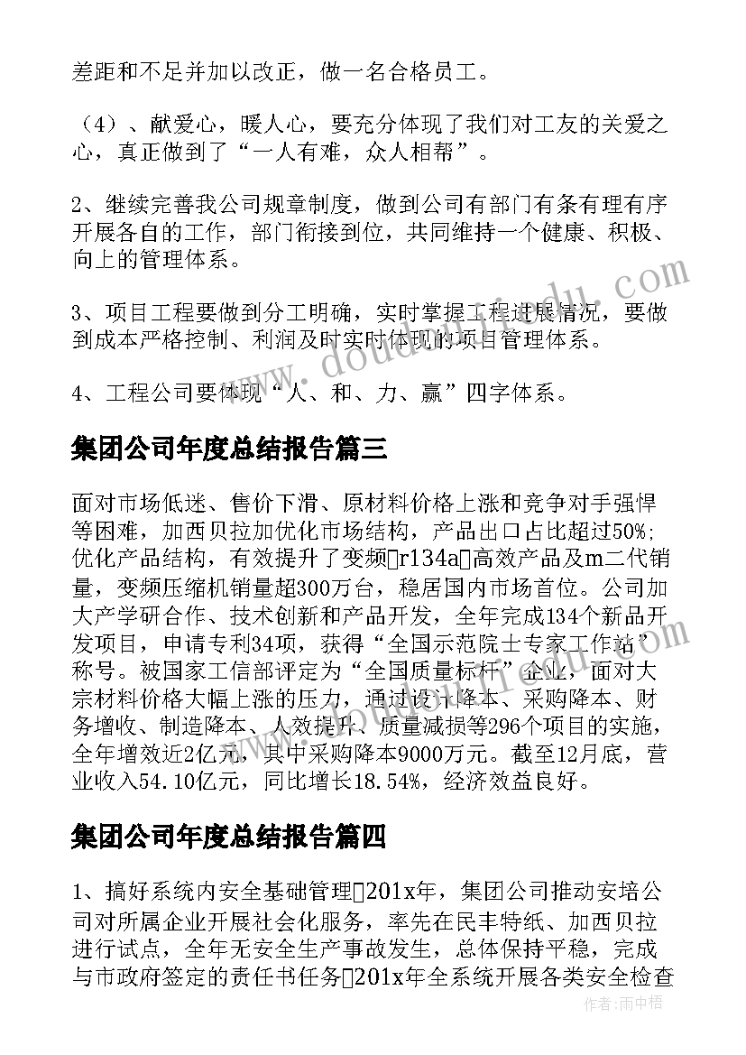 最新集团公司年度总结报告(模板8篇)