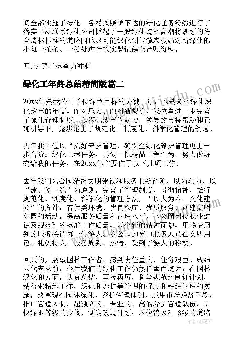 最新绿化工年终总结精简版(优质10篇)