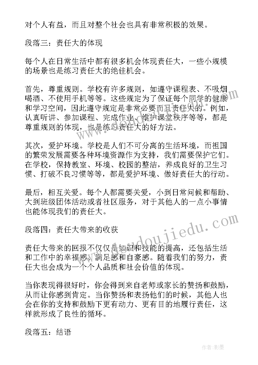 责任的心得体会(精选20篇)