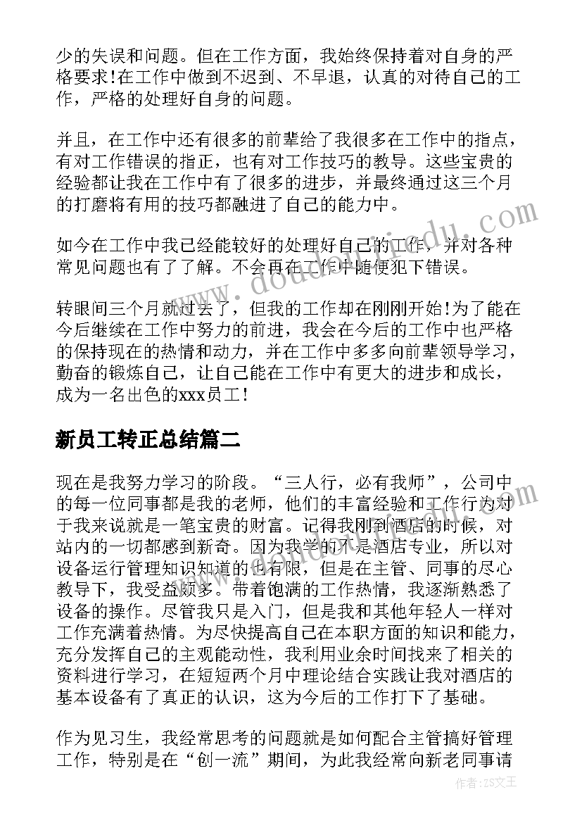 最新新员工转正总结 公司新员工转正工作总结(通用8篇)