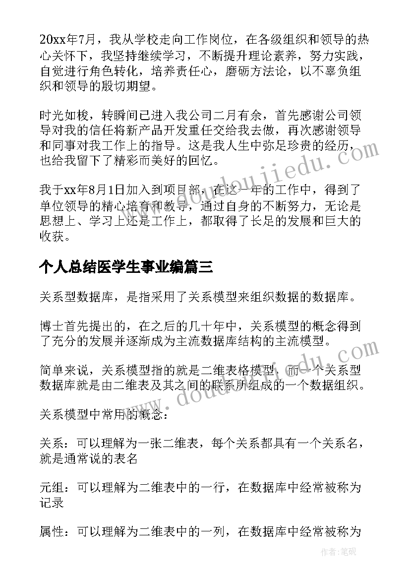 2023年个人总结医学生事业编(精选16篇)