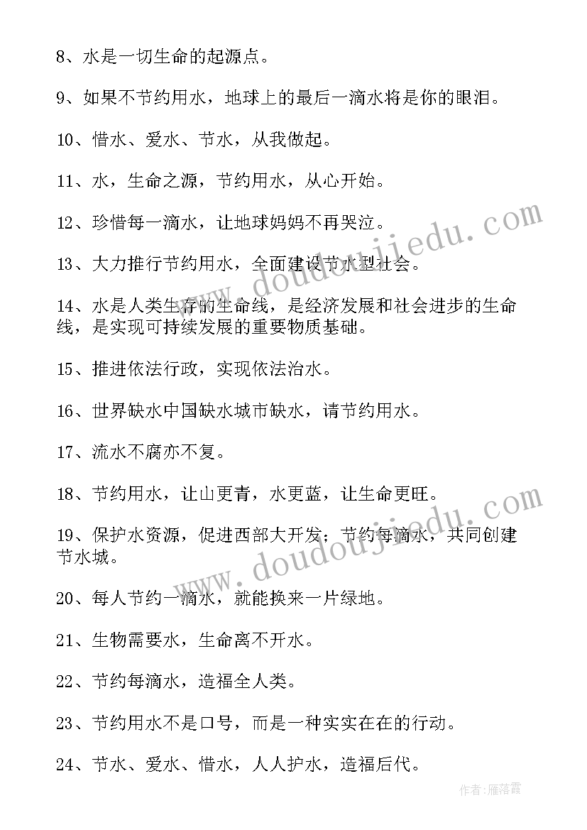 节约用水的小标语画 节约用水标语(大全20篇)