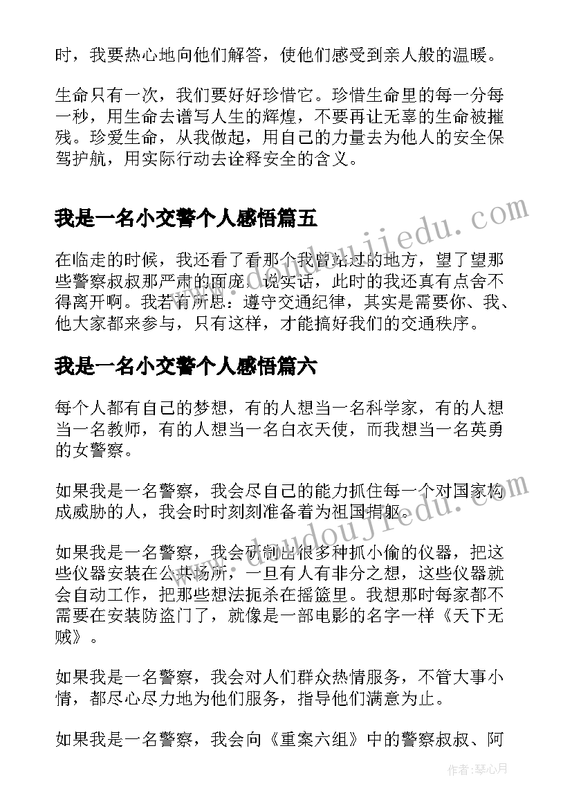 我是一名小交警个人感悟(大全8篇)