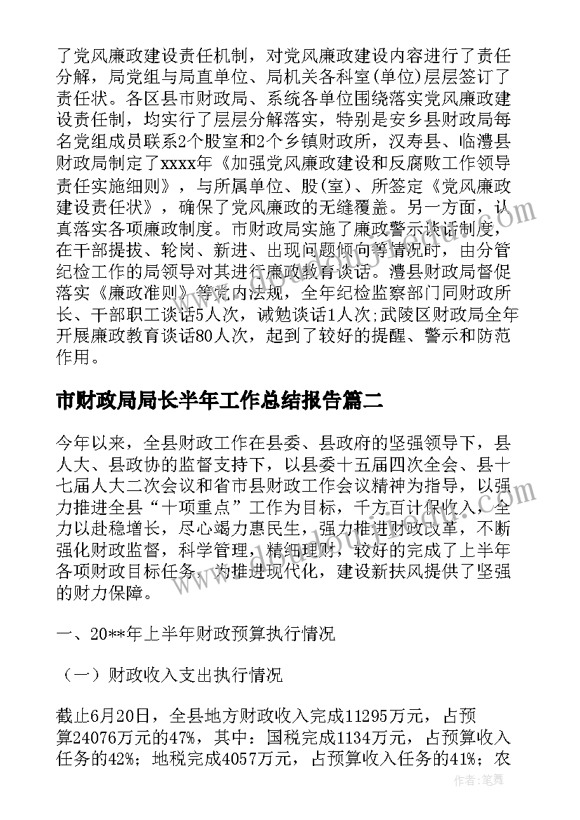 最新市财政局局长半年工作总结报告 市财政局局长半年工作总结(精选5篇)