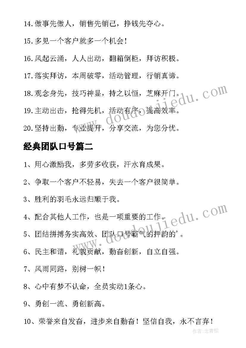 经典团队口号(汇总16篇)