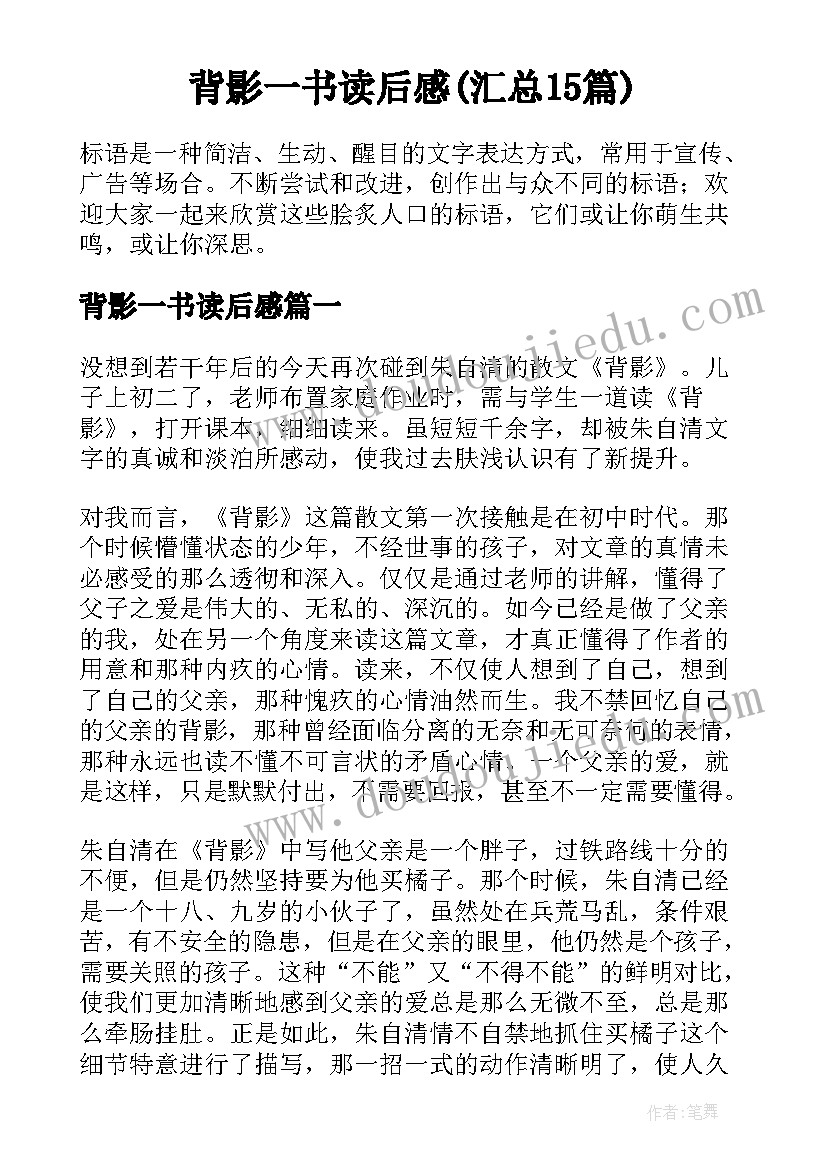 背影一书读后感(汇总15篇)