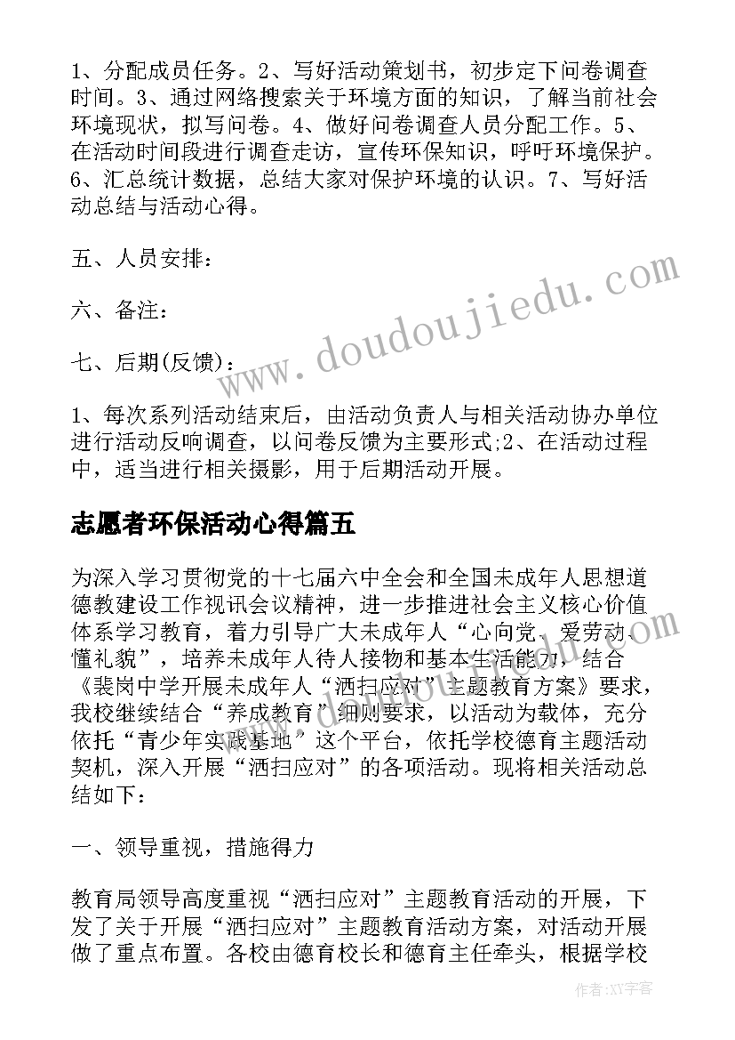 最新志愿者环保活动心得 环保活动个人心得体会(实用8篇)