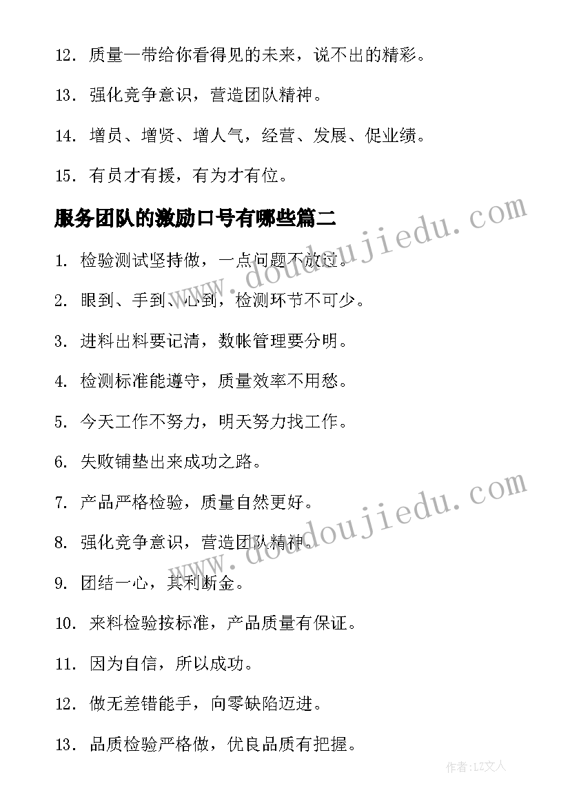 服务团队的激励口号有哪些 服务团队激励口号(大全11篇)