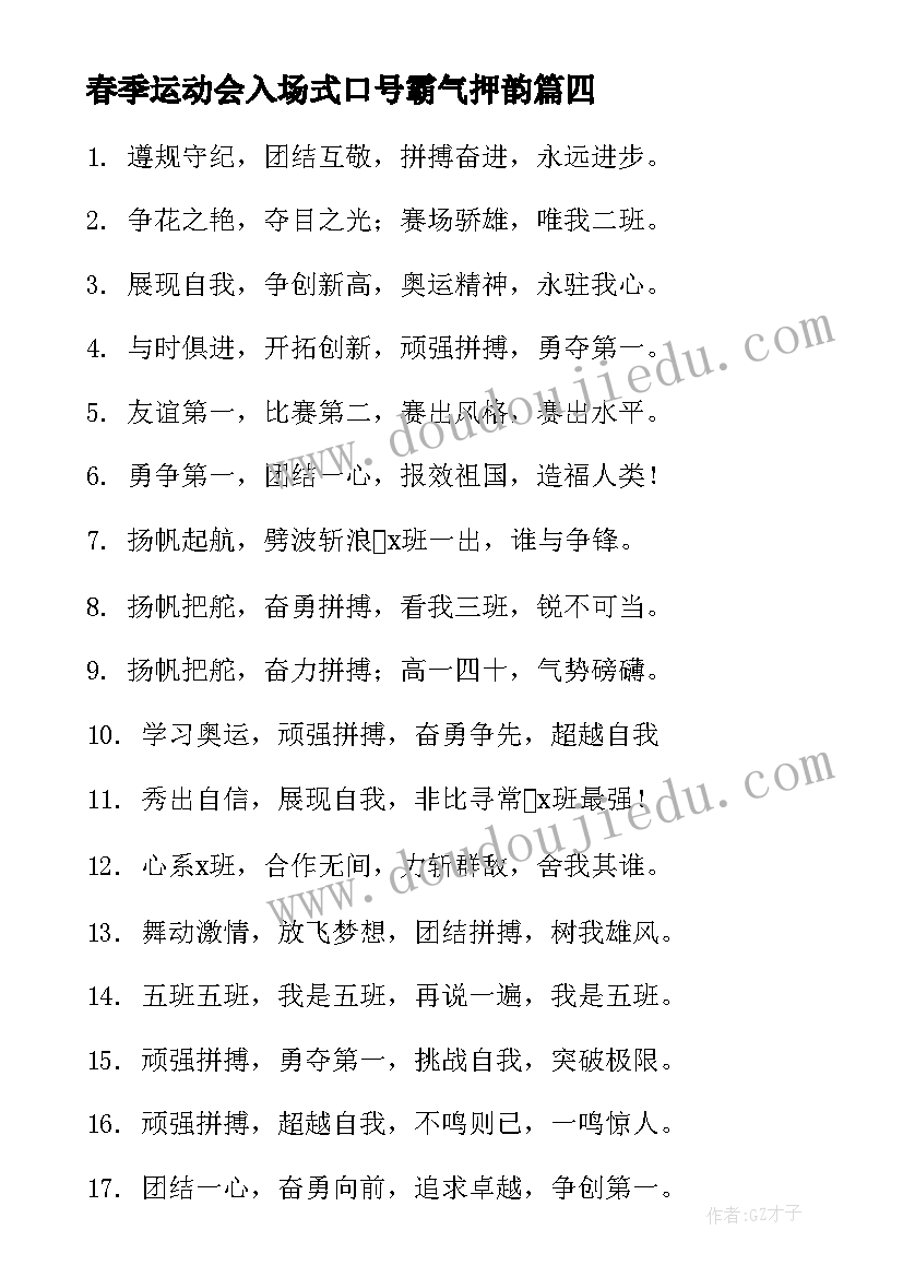 2023年春季运动会入场式口号霸气押韵 高中春季运动会入场口号(精选8篇)