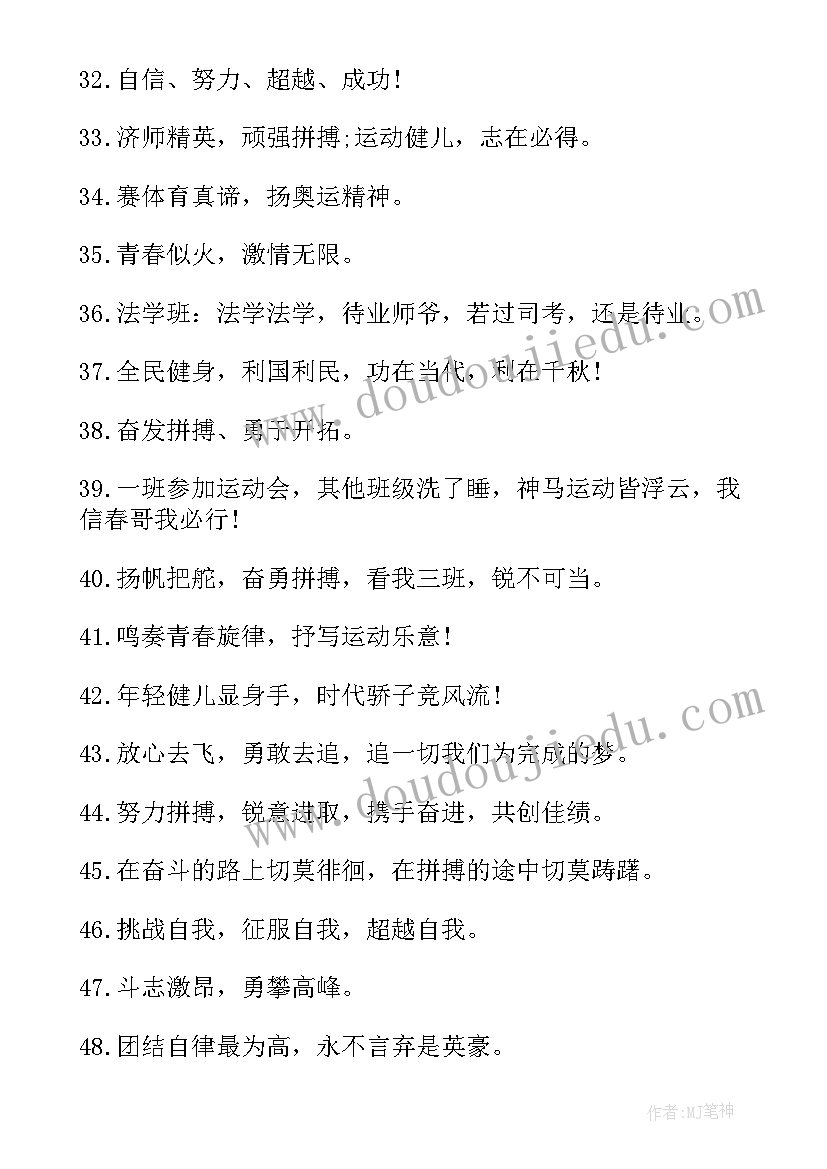 2023年学校运动会霸气加油口号八个字(优秀17篇)