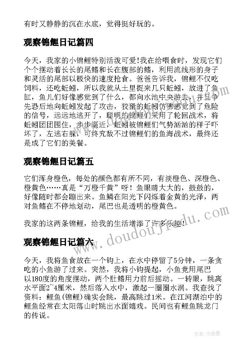 2023年观察锦鲤日记 观察日记锦鲤(精选8篇)