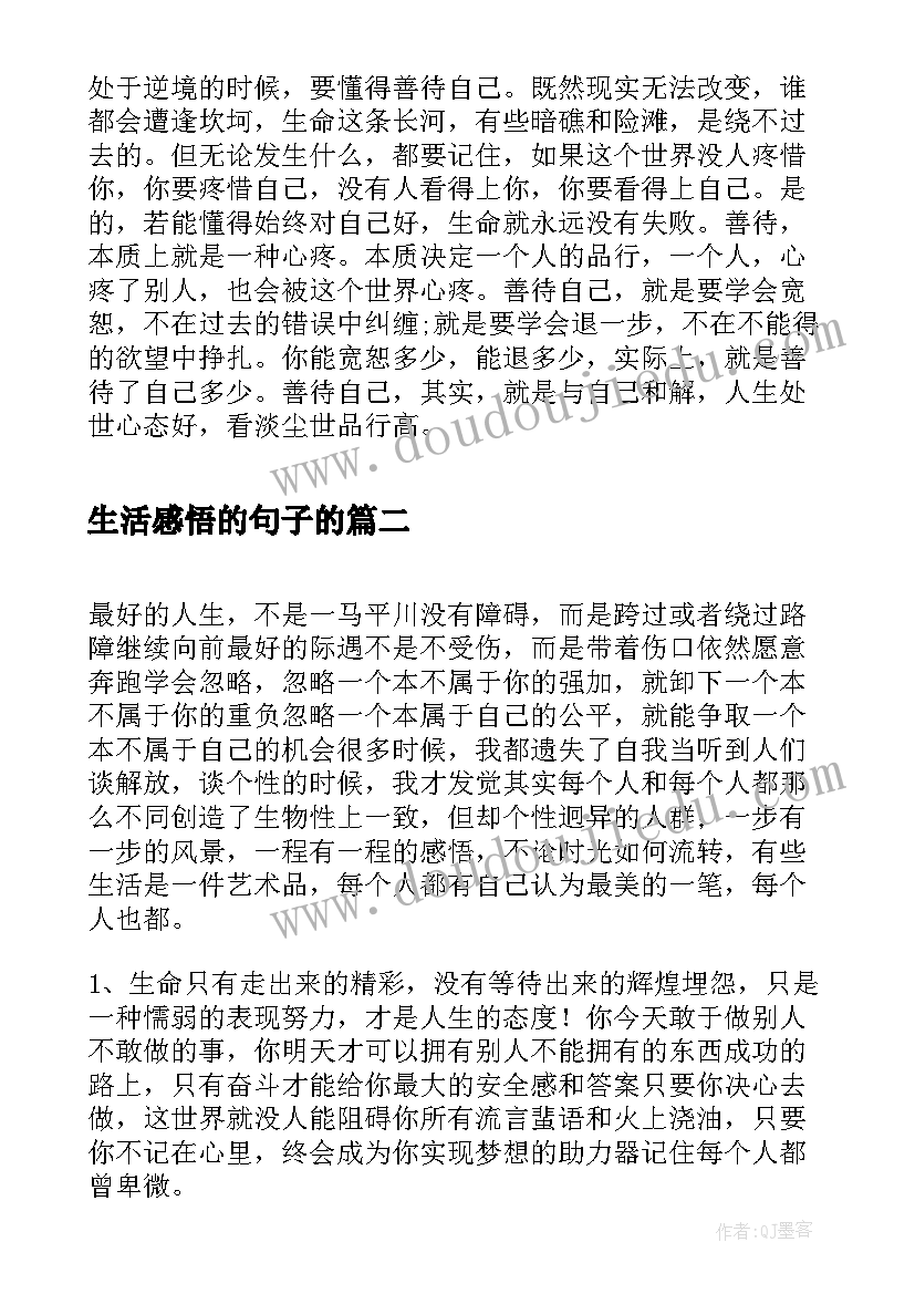 生活感悟的句子的 生活感悟一句话简单人生感悟短语(精选8篇)