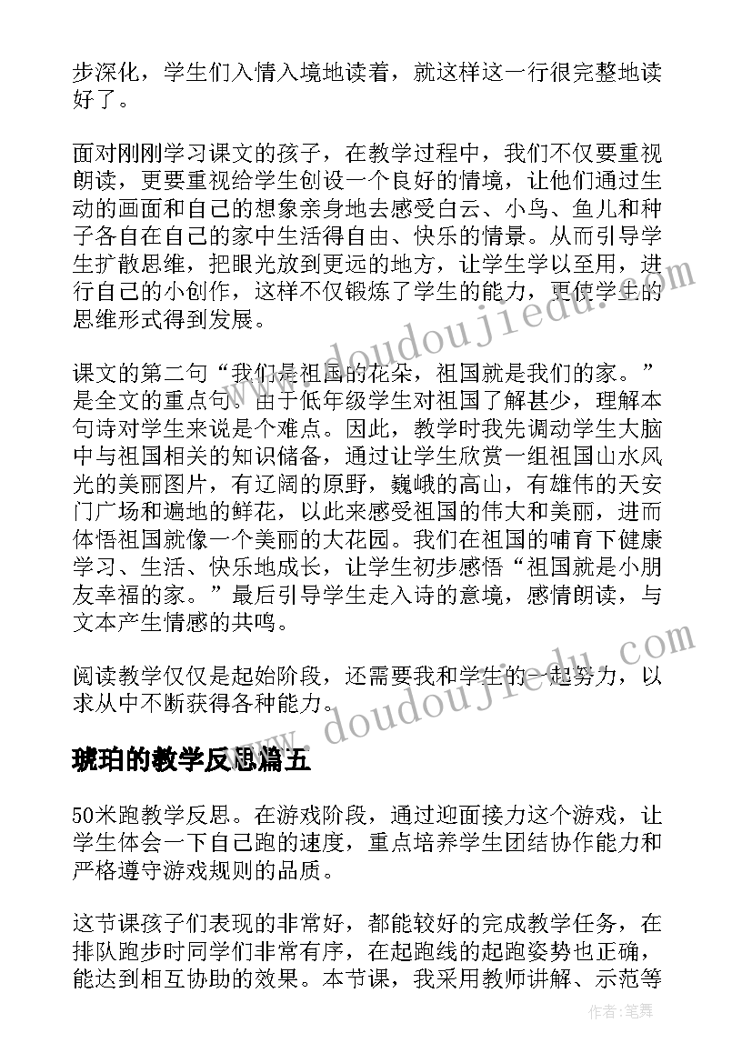 琥珀的教学反思 部编版四年级语文海上日出的教学反思(模板9篇)