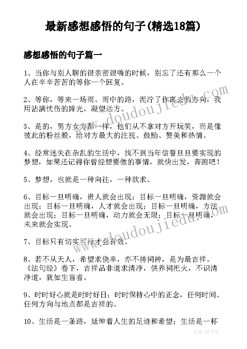 最新感想感悟的句子(精选18篇)