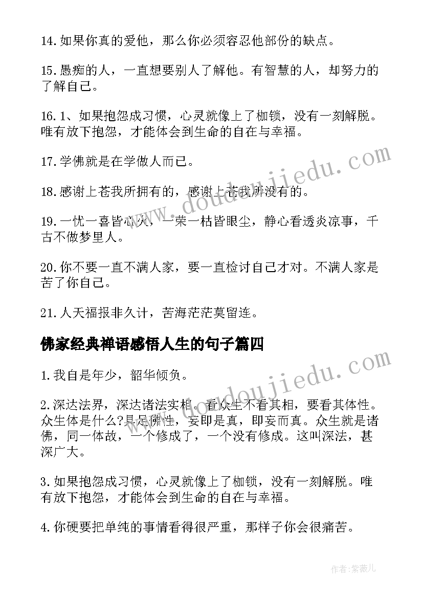 2023年佛家经典禅语感悟人生的句子 佛家经典禅语感悟(模板8篇)