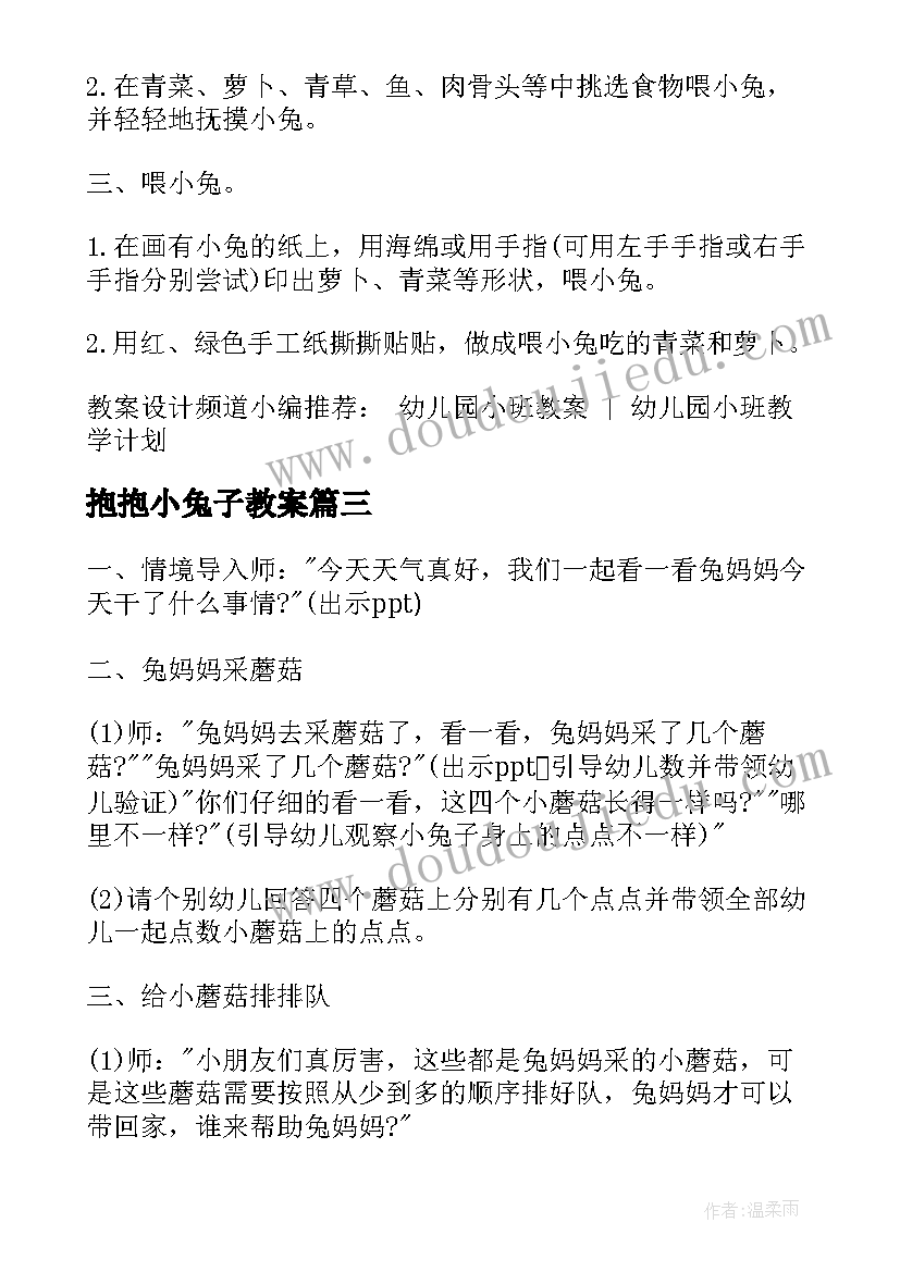 2023年抱抱小兔子教案 小班科学教案小兔子(模板8篇)