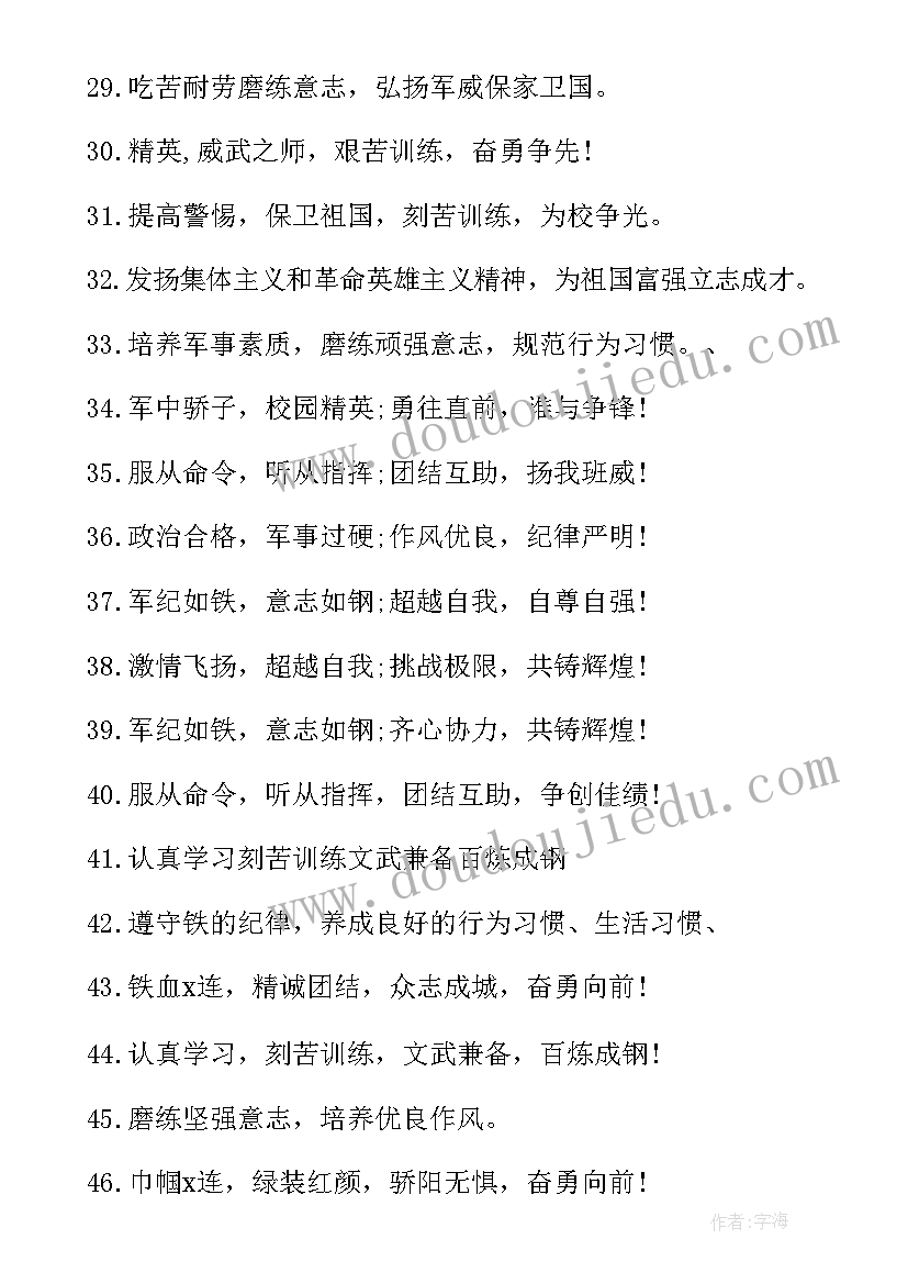 最新大学生军训口号押韵(汇总9篇)