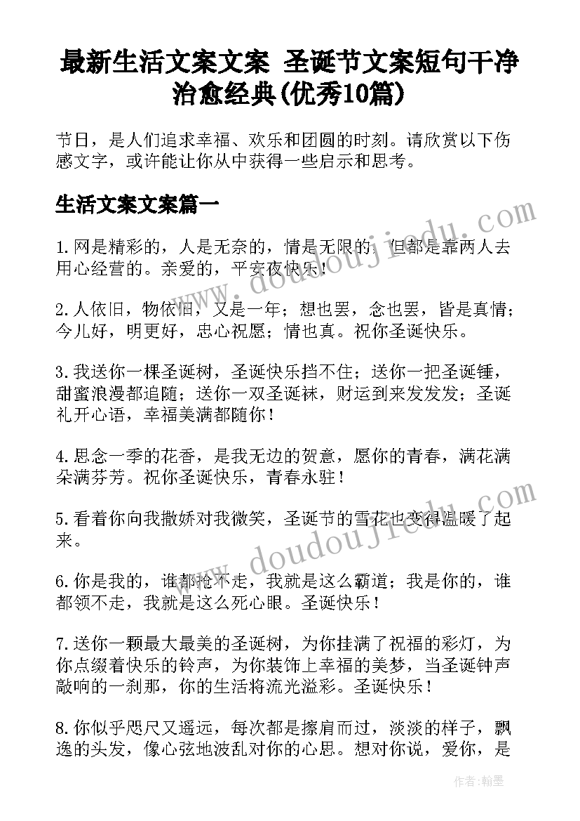 最新生活文案文案 圣诞节文案短句干净治愈经典(优秀10篇)