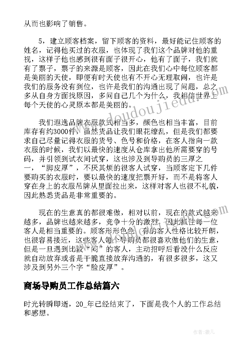 2023年商场导购员工作总结 商场导购年度工作总结集锦(优秀6篇)