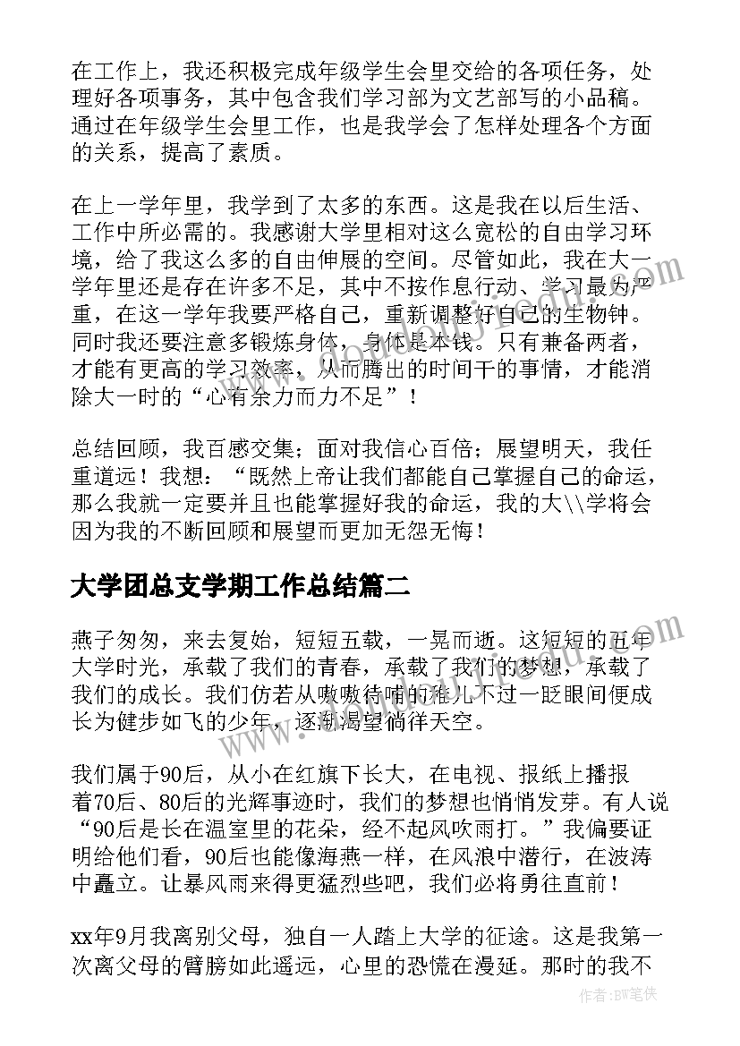 最新大学团总支学期工作总结 大学生个人总结精彩(优质8篇)