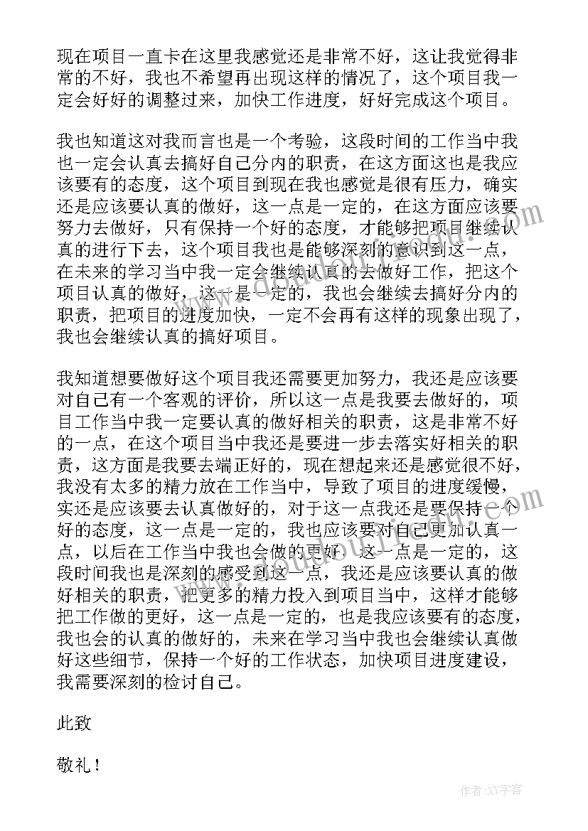 最新项目检讨书的格式(优质8篇)