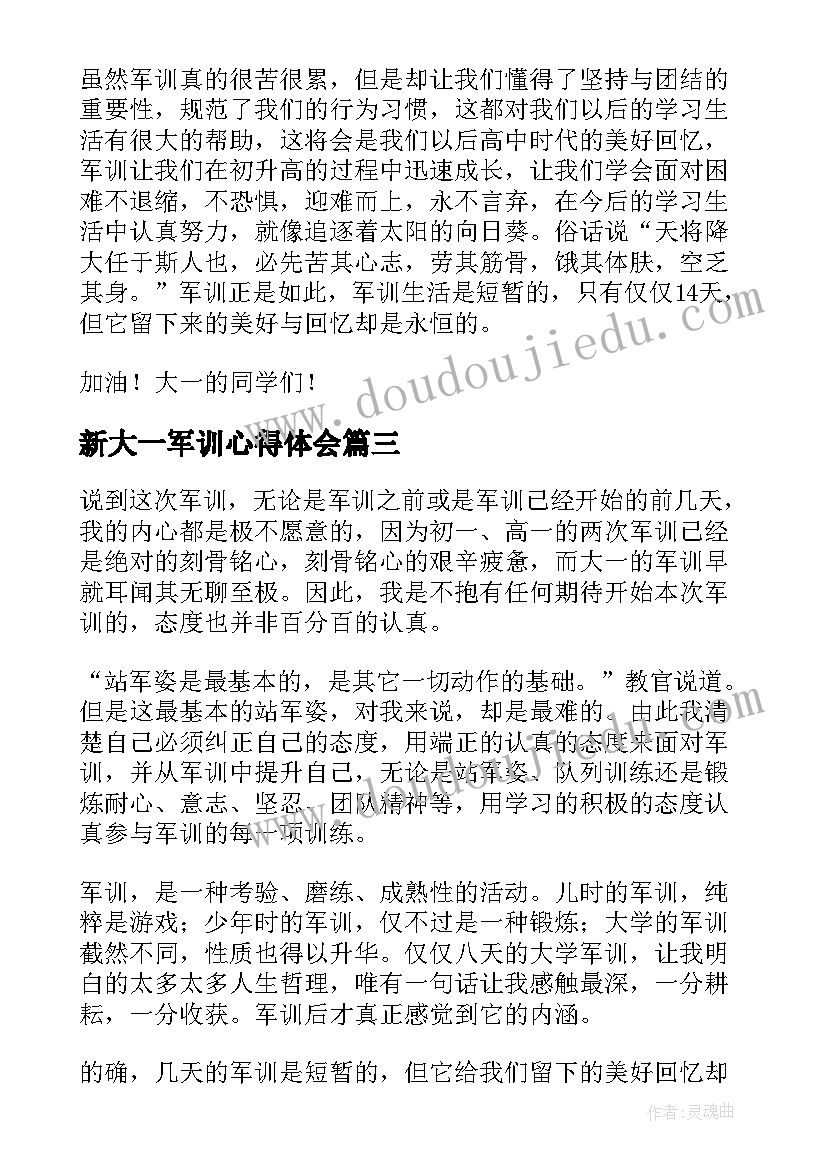 新大一军训心得体会 大一新生军训心得体会(精选12篇)