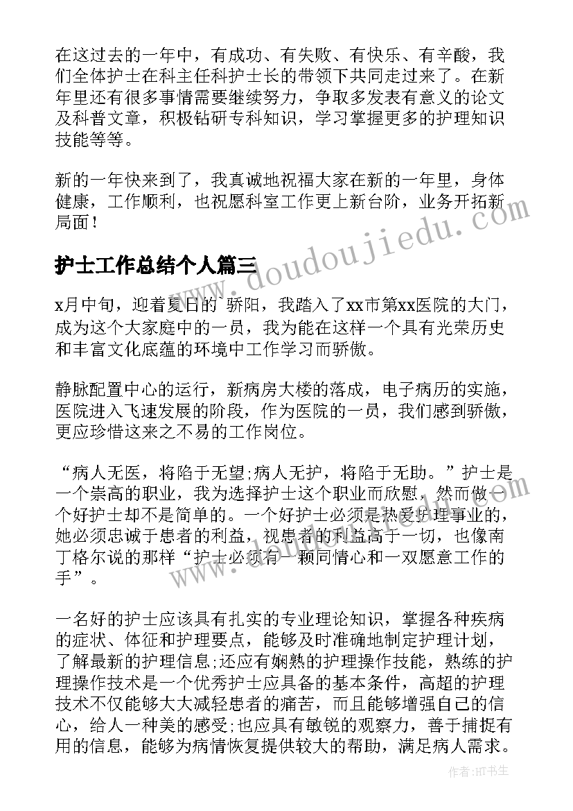 2023年护士工作总结个人 护士工作总结(优质13篇)