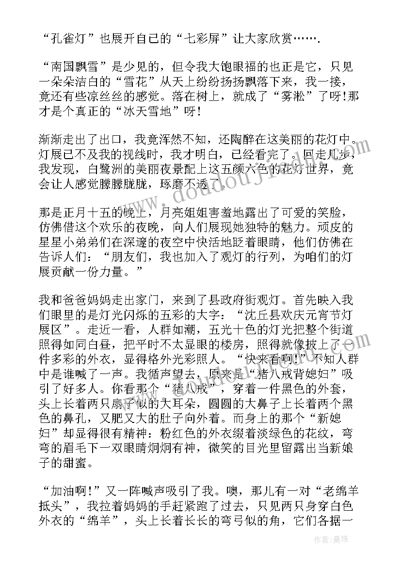 元宵节观花灯四年级 小学生元宵节观花灯日记(大全6篇)