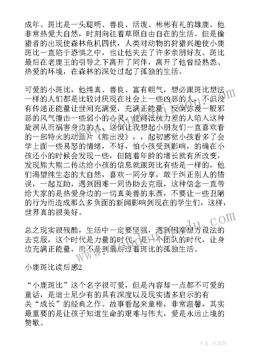 2023年小鹿斑比读后感想(实用13篇)