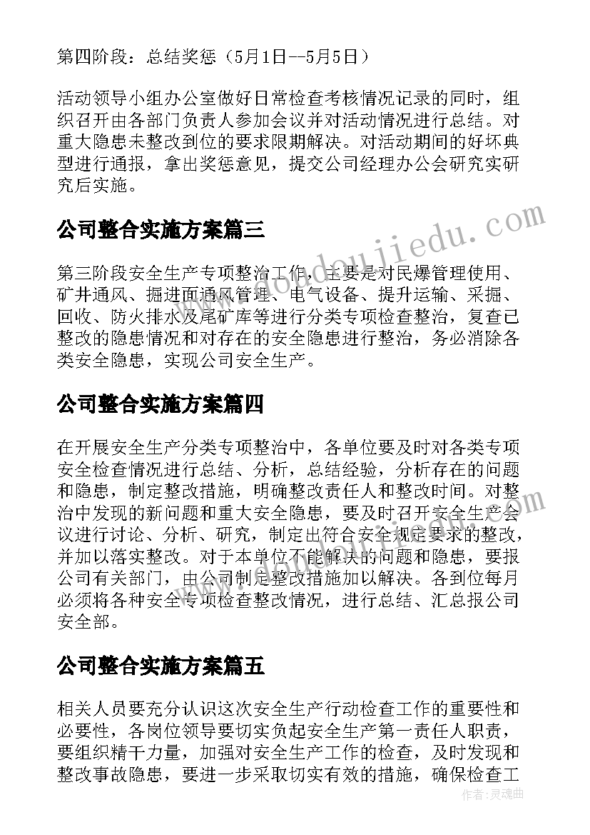 2023年公司整合实施方案(优质8篇)