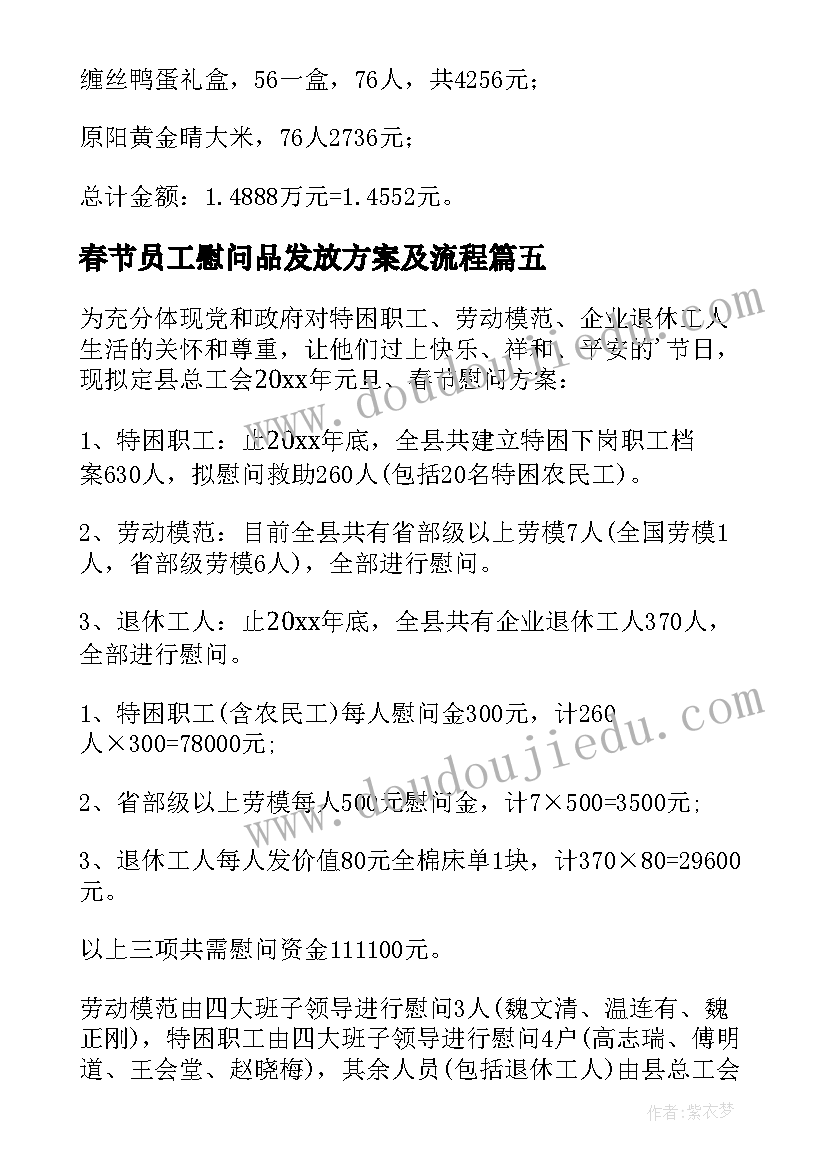 春节员工慰问品发放方案及流程(大全8篇)