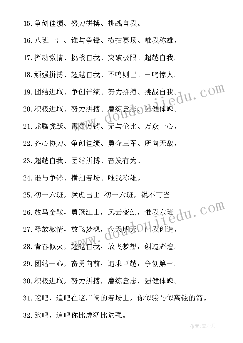 2023年职业学校运动会口号 学校春季运动会口号(优秀8篇)