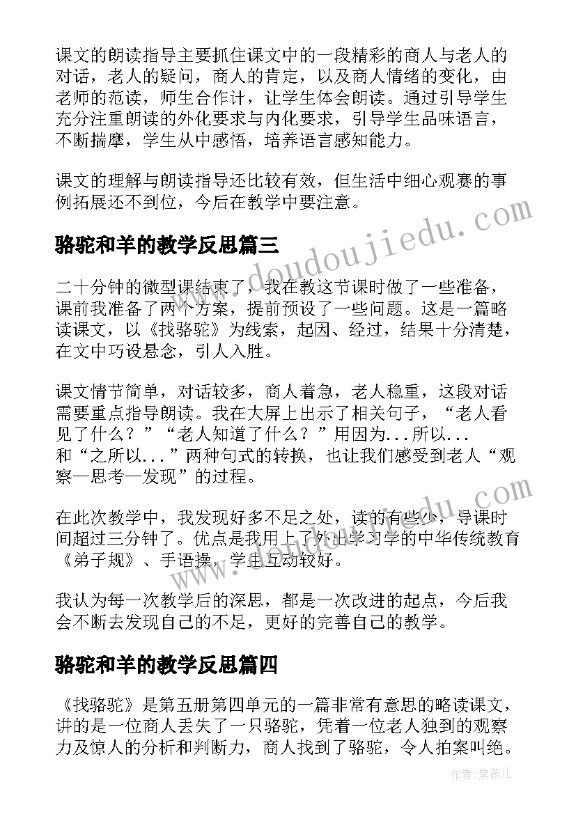 骆驼和羊的教学反思(大全16篇)