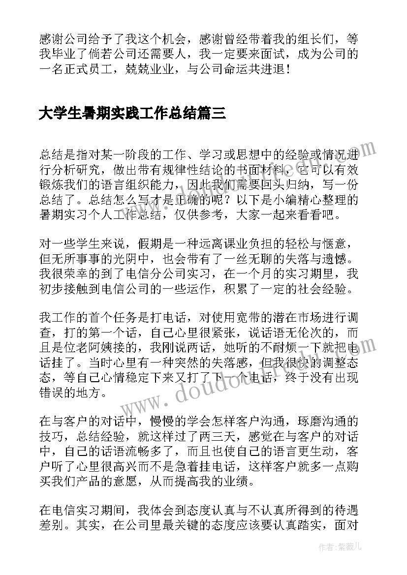 2023年大学生暑期实践工作总结(通用12篇)