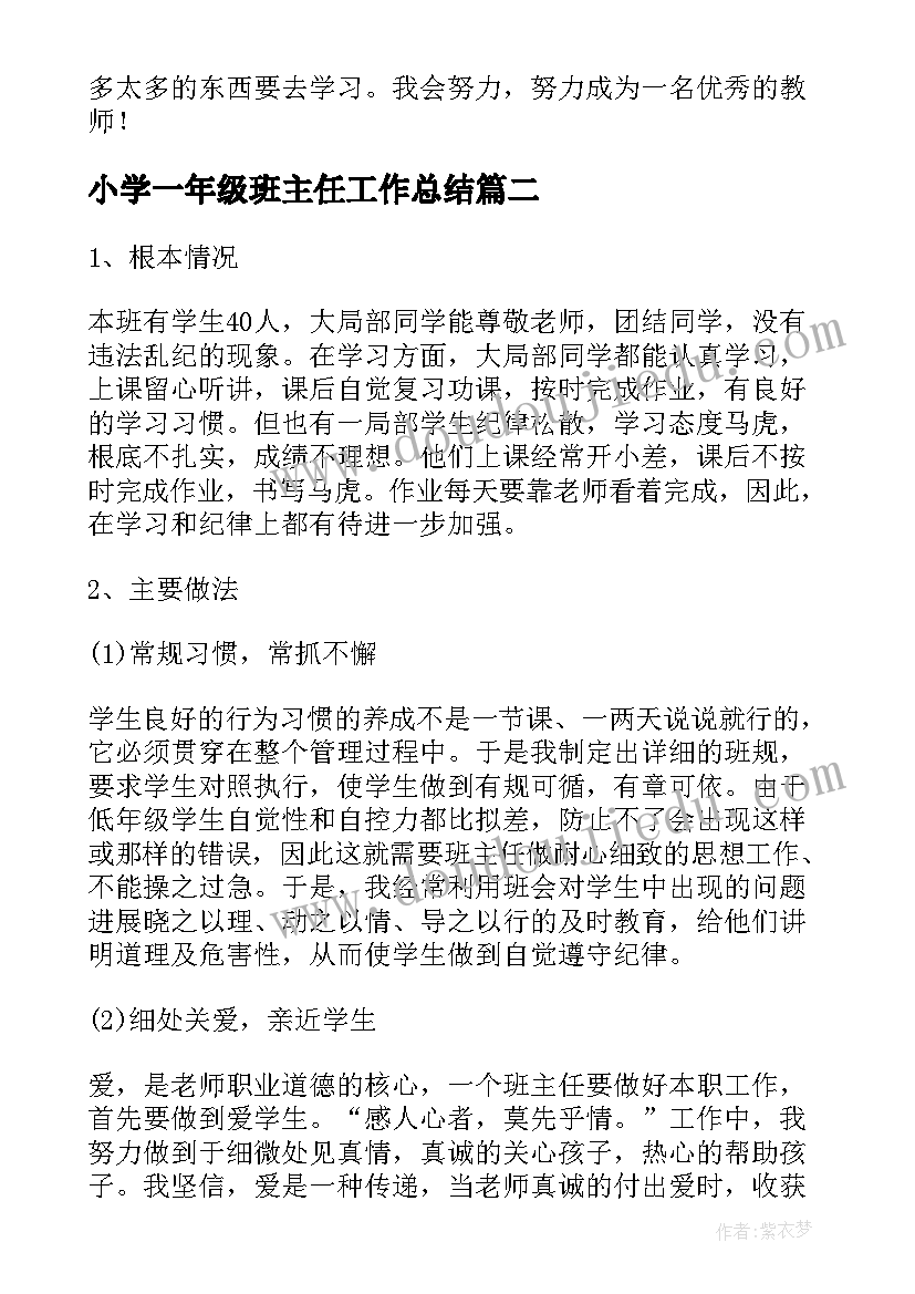 2023年小学一年级班主任工作总结 一年级班主任工作总结(汇总19篇)