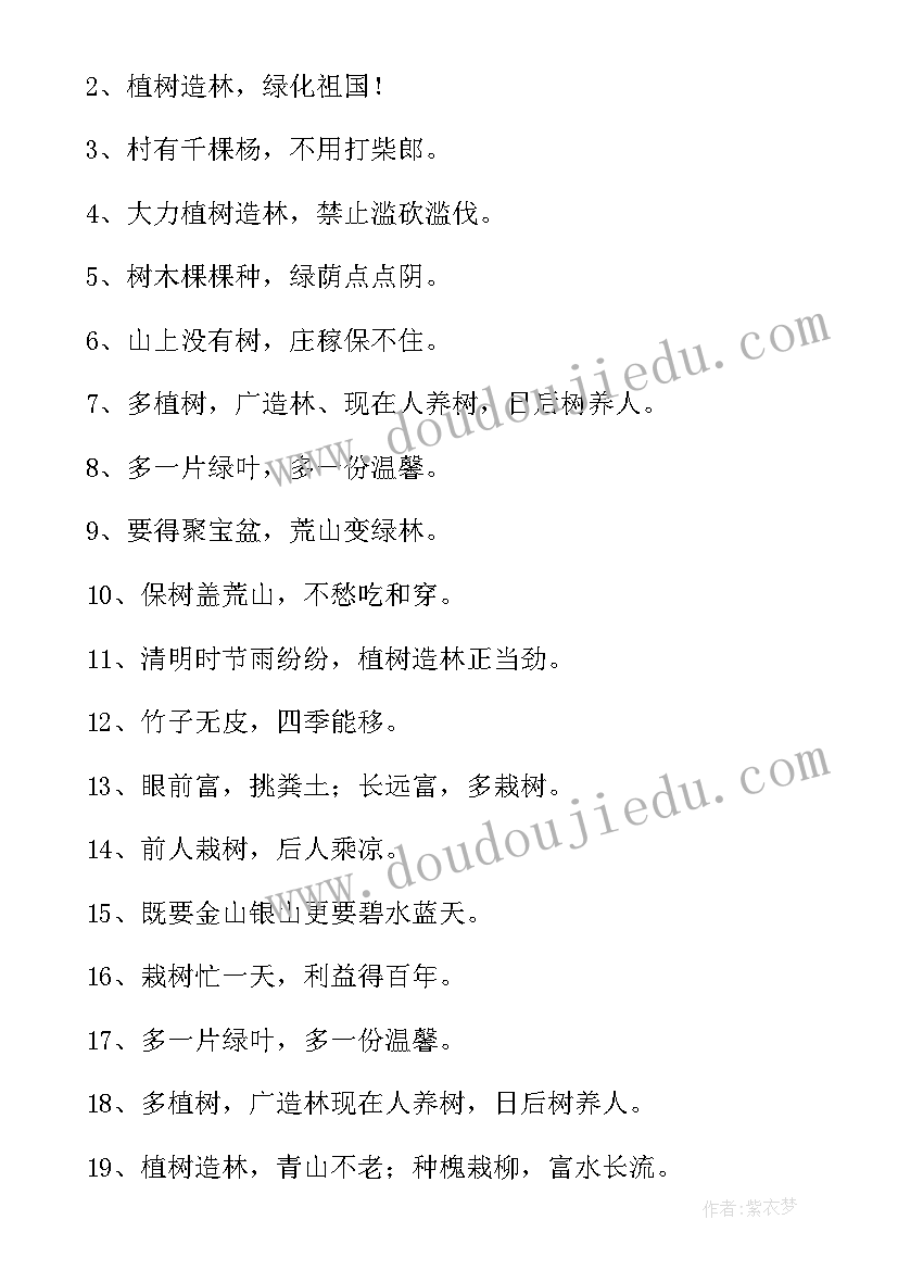 2023年小学生植树节宣传标语(优质8篇)