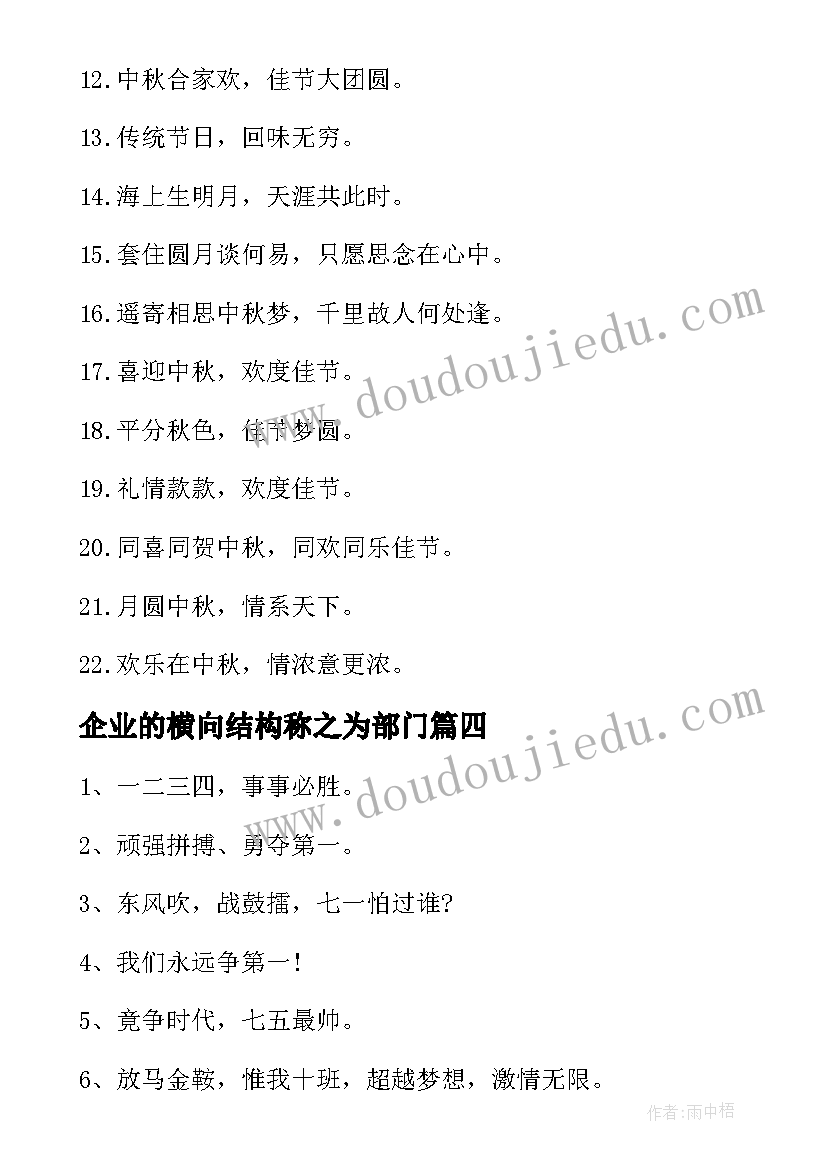 最新企业的横向结构称之为部门 企业的横幅标语(优秀15篇)