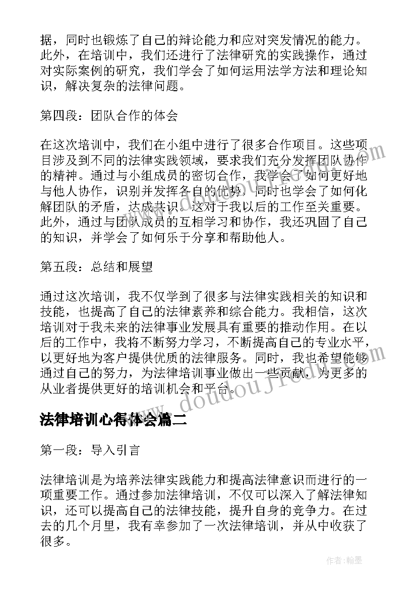 最新法律培训心得体会(大全17篇)