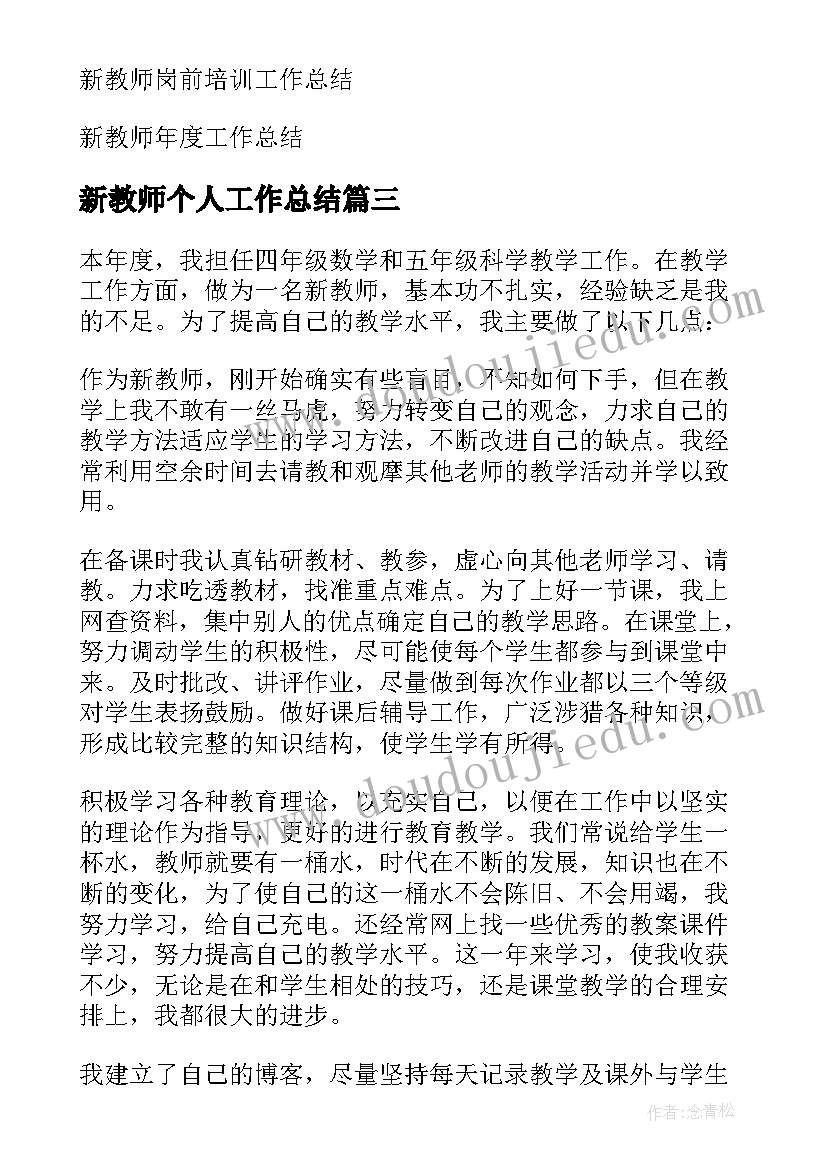 2023年新教师个人工作总结(优质9篇)