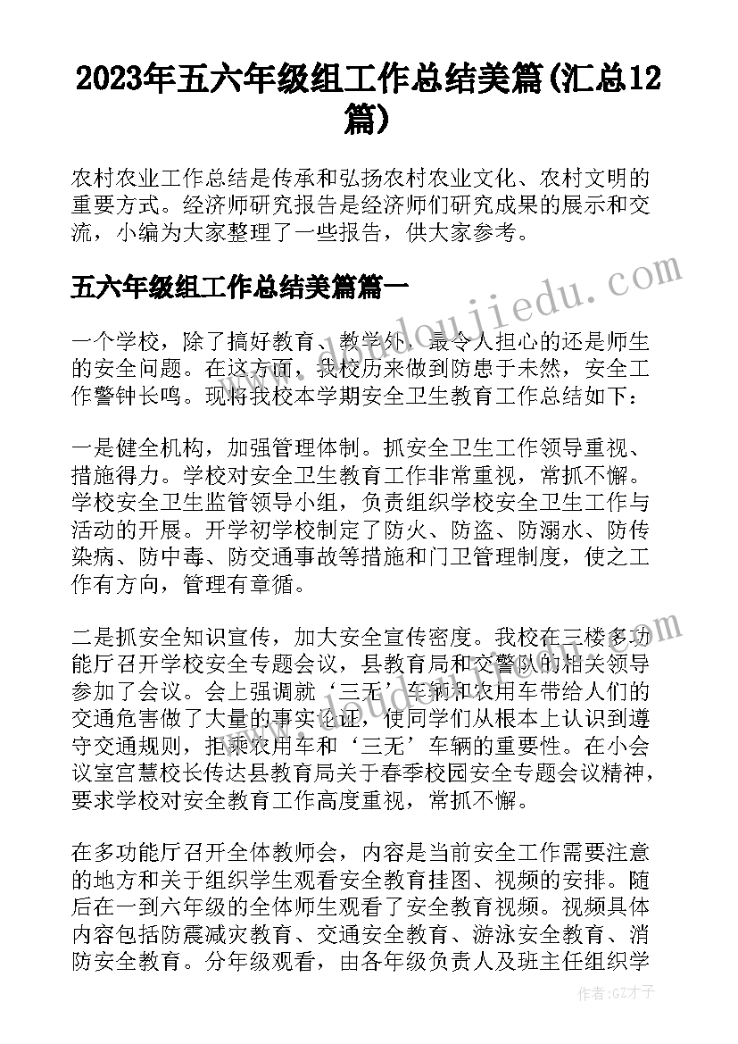 2023年五六年级组工作总结美篇(汇总12篇)