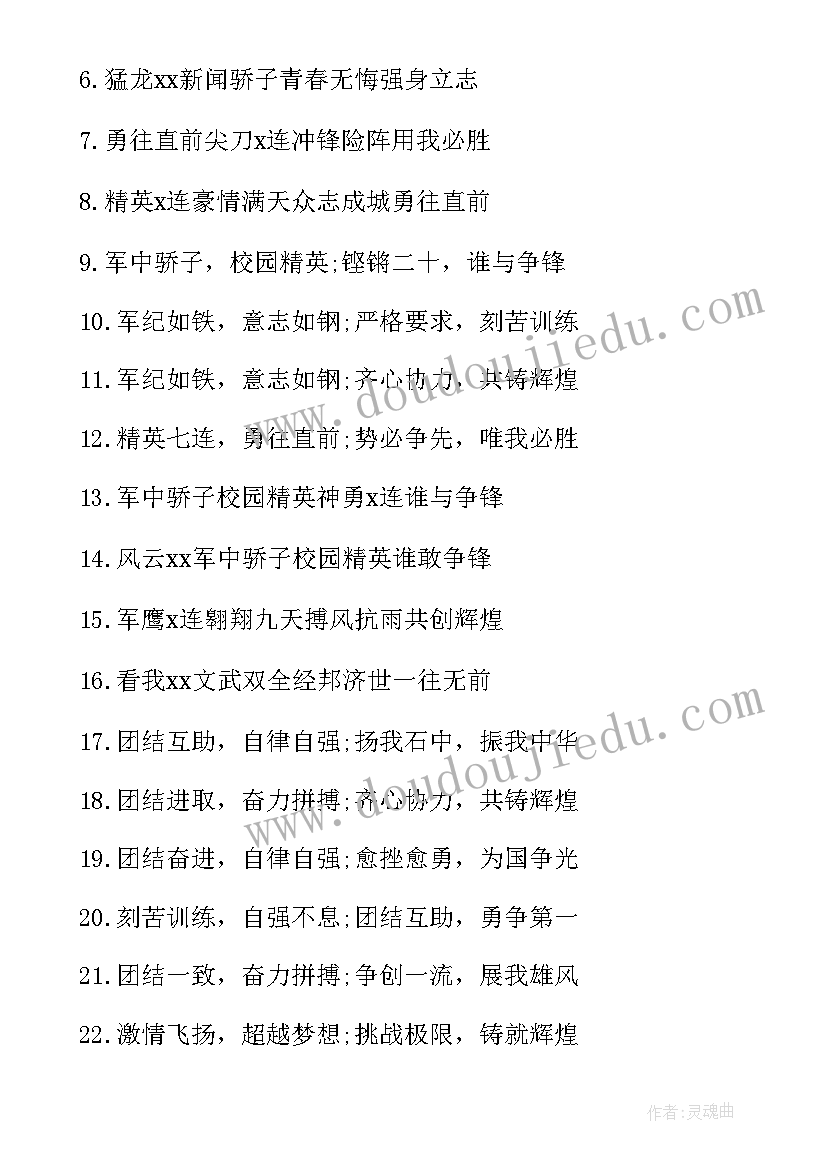 最新大一学生军训口号霸气押韵(实用8篇)