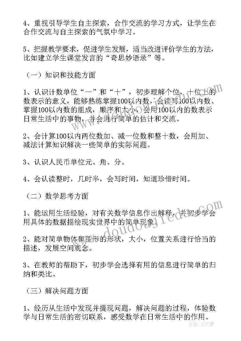 最新小学一年级数学下学期教学总结(优秀16篇)