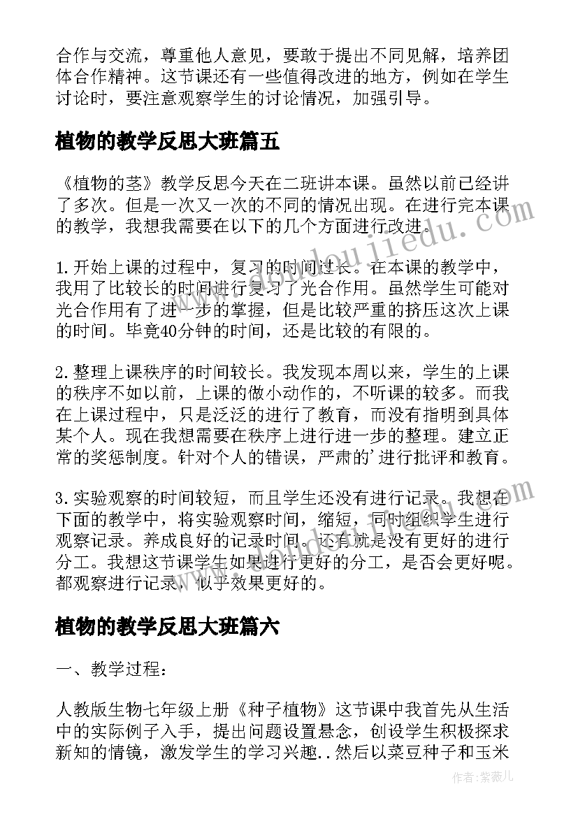 2023年植物的教学反思大班(优秀13篇)