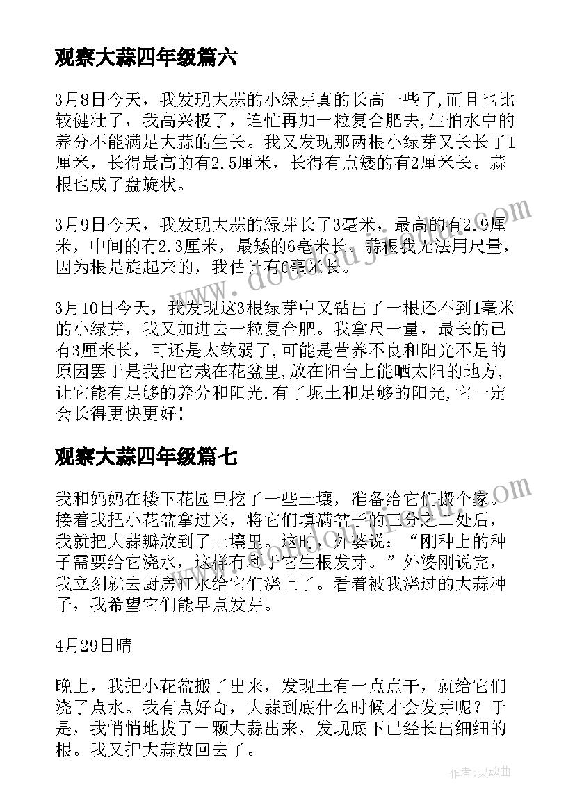 2023年观察大蒜四年级 大蒜观察日记(优质20篇)