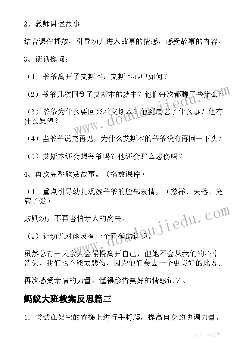 蚂蚁大班教案反思(模板19篇)