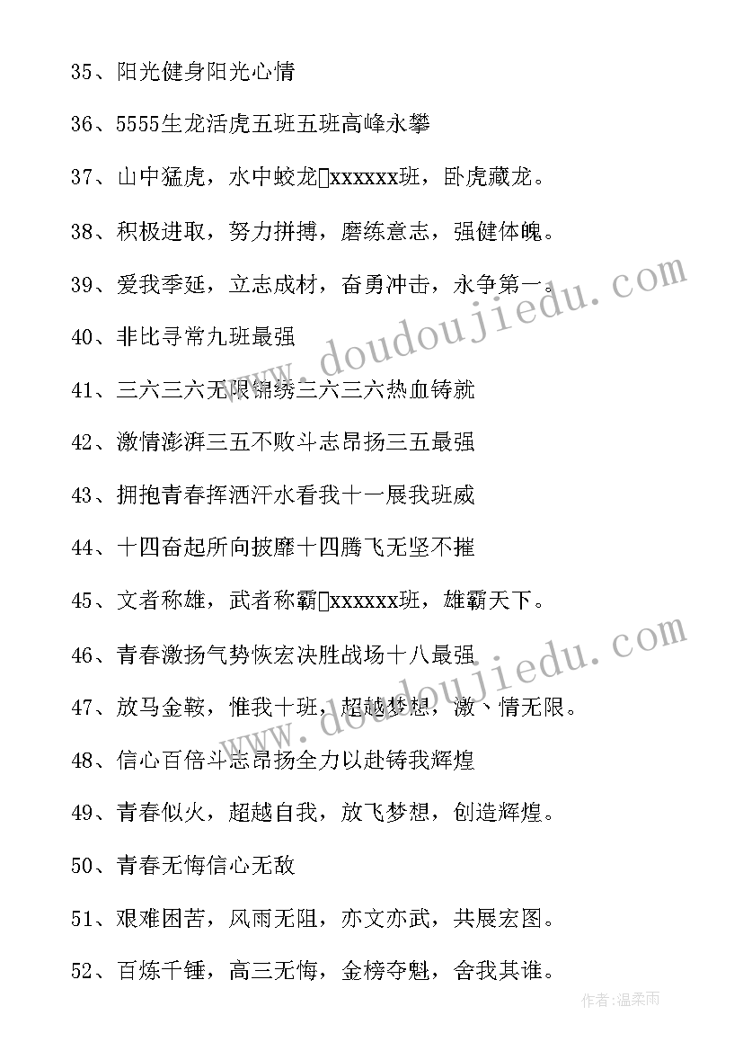 学生军训跑操的励志口号(模板8篇)